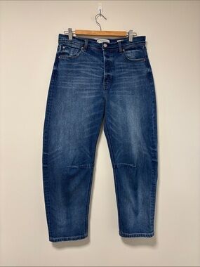 Scotch & Soda High-Rise Wide Leg Barrel Women's Jeans in Dark Blue Denim